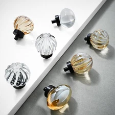 MFYS Transparent Crystal Glass Drawer Knobs Pebble style Cabinet Knobs
