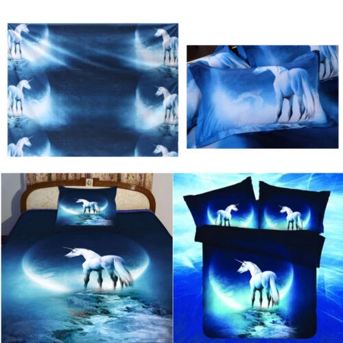 Juego de cama cómodo funda nórdica edredón Starry Sky Pale Horse Queen Foto 3 de 4