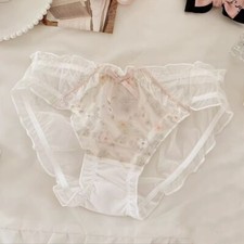 Sweet Girls Mesh Sheer Panties Briefs Floral Cute Underpants Students Underwear