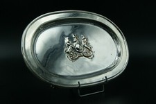 BLASON ROYAL DU ROYAUME-UNI PLATEAU OVALE EN CUIVRE ARGENTÉ VALENTI FABRIQUÉ EN ESPAGNE