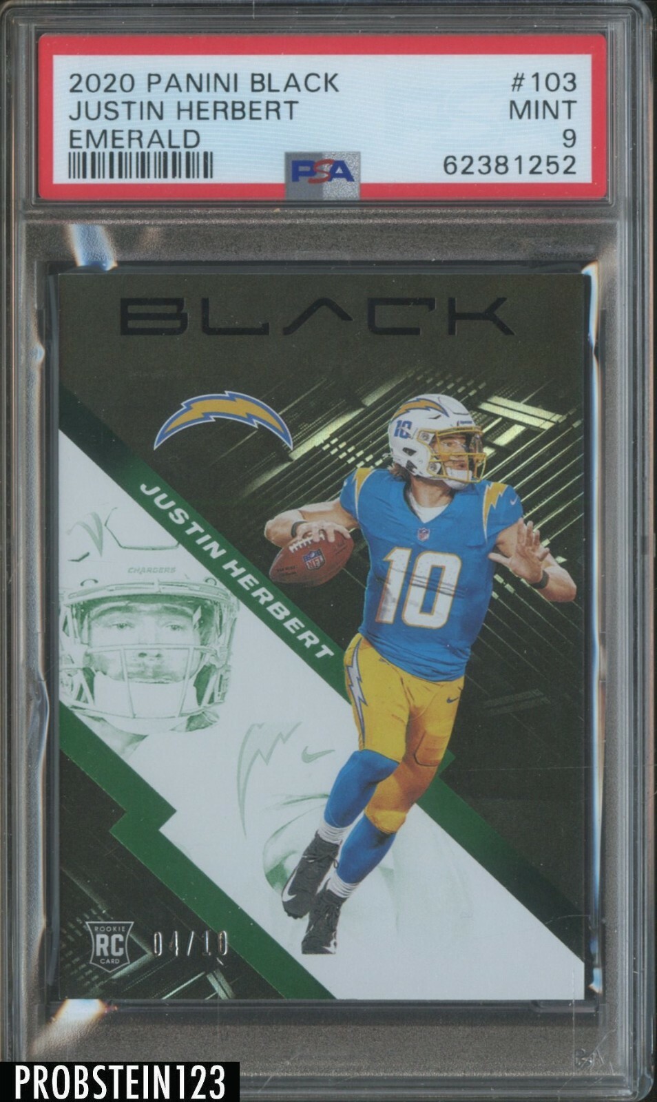 Justin Herbert Panini Black #103 Emerald