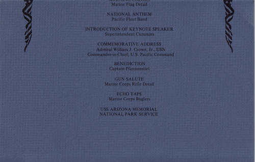 USS Arizona Memorial 2nd Day Program #2103 Hispanic Americans Hawaii 1984 - Picture 3 of 4