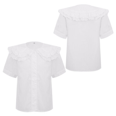 Kids Girls Shirt Cute Blouse Short Sleeve Top Lace Shirts Travel T-shirt Party