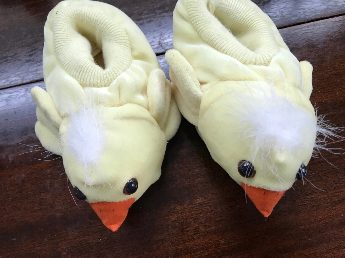 Unbranded fabric toddler yellow chicken bootie slippers size M 3
