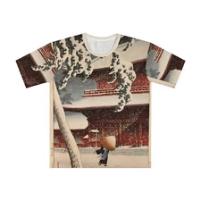 Hasui Kawase Zojo Temple in Snow Shiba Men T-shirt Top Ukiyo-e Japanese Fine Art