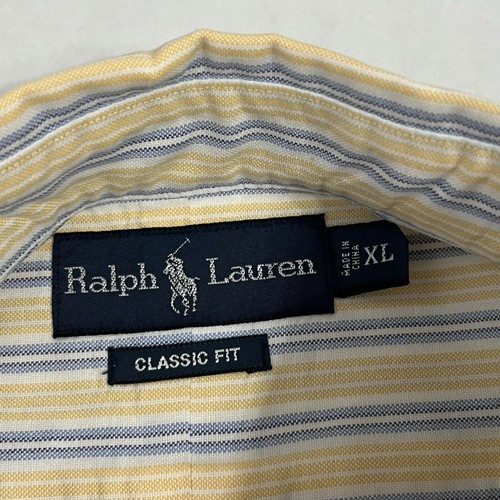 Ralph Lauren Men’s XL Classic Fit Yellow Blue Striped Long Sleeve Button Down - Picture 4 of 5