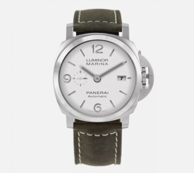 Panerai Luminor Marina 44 mm 2024 White Dial Olive Strap Men's Watch PAM01314