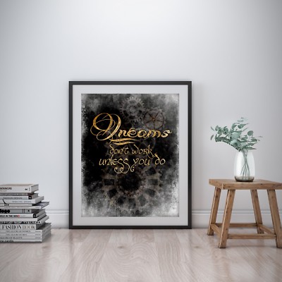 Dreams Inspirational Wall Art Print Motivational Quote Poster Decor Gift for him