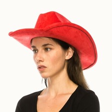 Chic and Stylish Unisex Faux Suede Western Cowboy Hat in RED