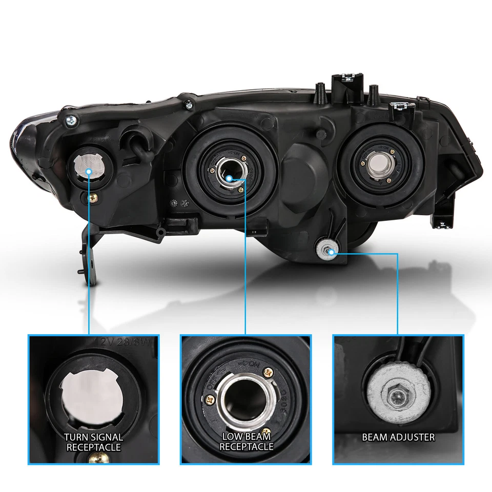 Par de faros de repuesto negros 2006-2011 para Honda Civic cupé de 2 puertas Si, DX, LX Foto 3 de 4