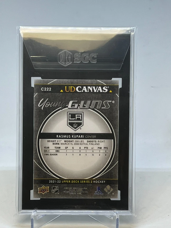 Rasmus Kupari 2021-22 Upper Deck Young Guns BLACK Canvas C222 SGC 10 Gem Mint - Image 4 of 4