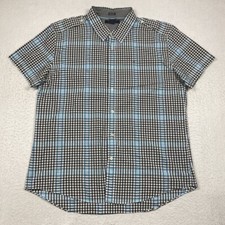Tommy Hilfiger Shirt Slim Fit Mens XL Multicolor Plaid Button Up Short Sleeve