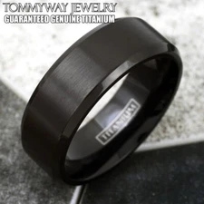 8mm Black Titanium Men's Brushed Finish Stripe Wedding Band Ring Size 5-15