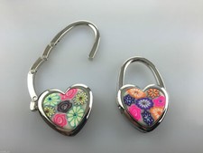 12 x Handbag Bag Hangers Heart Shaped Mixed Colours NEW Wholesale Job Lot