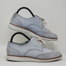 Cole Haan Women  s 8.5B Lunargrand Light Blue Suede Wingtip Casual Oxford Shoes