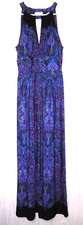 Emma & Michele Paisley Maxi Dress Sleeveless Women's Small Peep Keyhole EUC