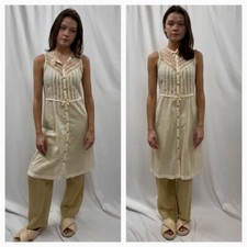 Vinatge 70s Swiss Dot Cotton Dress Midi Prairie