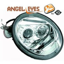 Scheinwerfer Set Passend für VW Beetle 98-05 Klarglas/Chrom Angel Eyes H1+H1