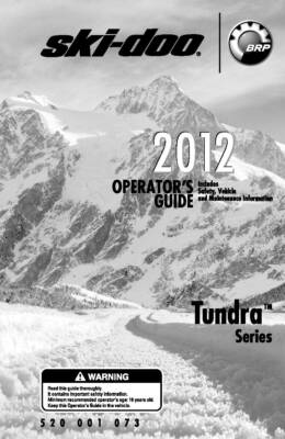 Ski-Doo Owners Manual Book 2012 Tundra 550F