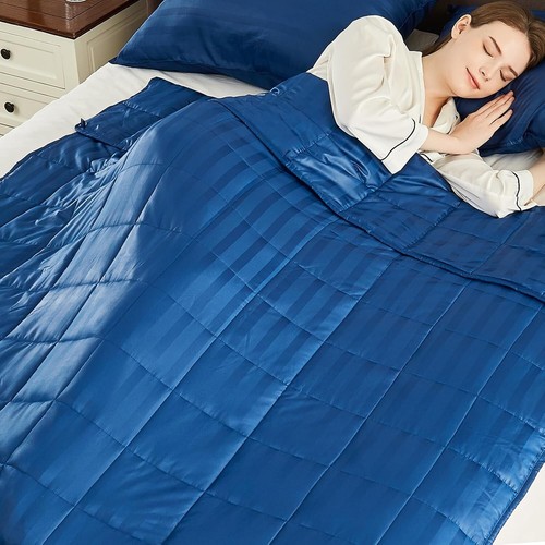 Ultra-Soft Navy Blue 60x80" Weighted Blanket - Perfect for Travel and Napping - Picture 3 of 8