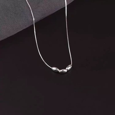 Silver Bead Snake Chain Necklace Dainty Everyday Jewelry best Gift for Her 035