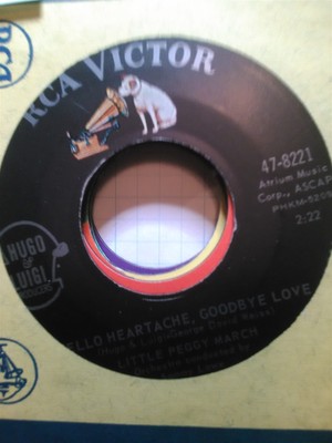 Little Peggy March, Hello Heartache, Goodbye Love ~ 1963 RCA Victor 45 +sleeve