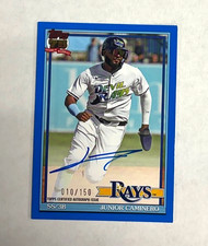 Junior Caminero 2026 Topps Series 1 91A-JCA Blue On Card Auto /150 Rays