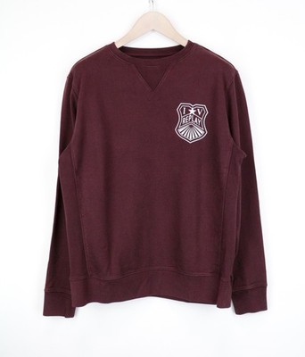 REPLAY Men Sweatshirt 2XL Burgundy Red Casual Cotton Logo Long Sleeve Pull On