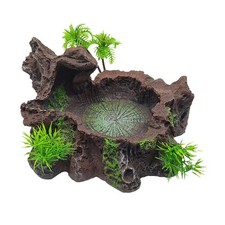 Reptile Feeding Bowl,Resin Beared Dragon Food Water Dish Reptile Tank Decor f...