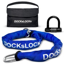 DocksLocks 8mm Security Chain Lock Set 3', 6' or 10' Heavy Duty, Cinch Styl...