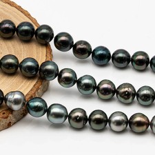 10-11mm Tahitian Pearl in Full Strand, Natural Colors with High Luster, Tempora