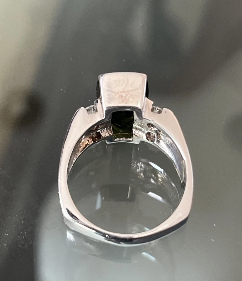 14 K White Gold Diamond And Tourmaline Ring Size 8 With Certificate - Image 4 of 4