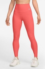 110 Nike Women's Zenvy High Waisted Rib Leggings-Magic Ember/ White-Medium- New
