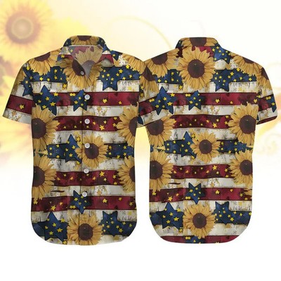 God Bless The USA Button Hawaiian Shirt, Vintage American Flag Patriotic 