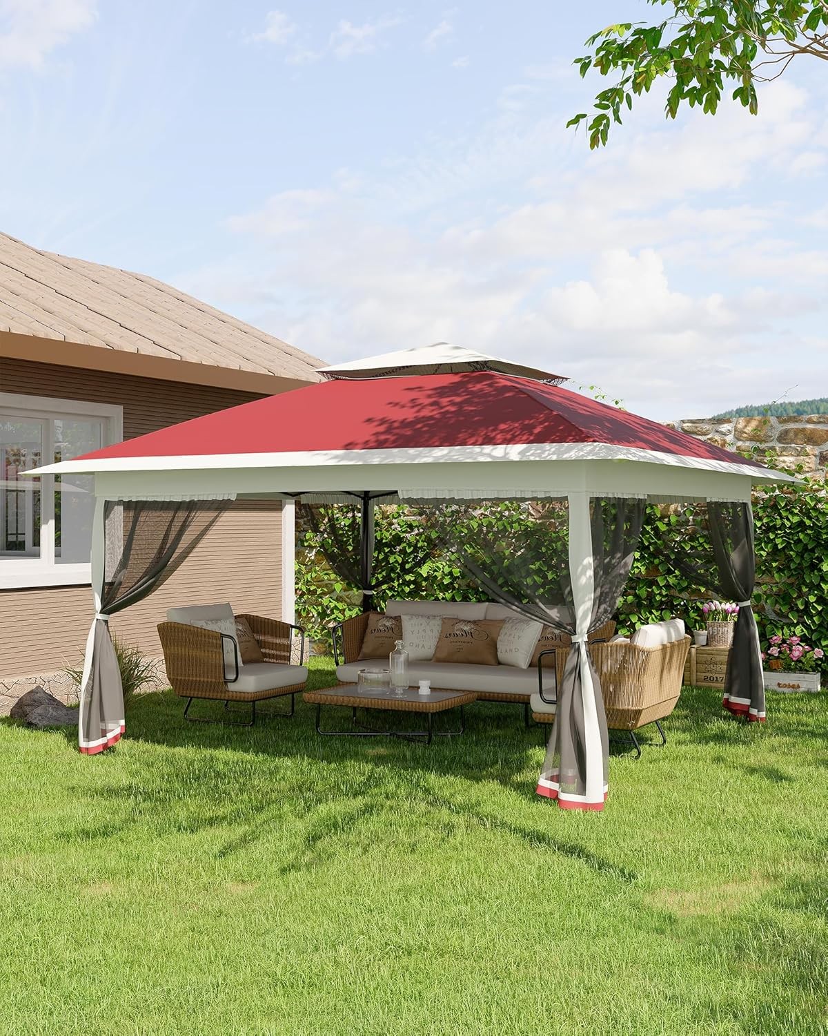 Tent, Pop Up Gazebo With 4 Sandbags, One-push Setup For Back