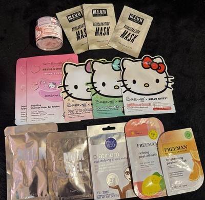Bundle including various face masks and hair masks. Includes Crème Hello Kitty