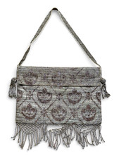 Antique Metallic Beads Shoulder Bag Fringe Tassel Art Deco Flapper Evening Purse