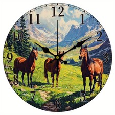 1pc Printed Wall Clock for Home Living Room Bedroom tion Flat Round