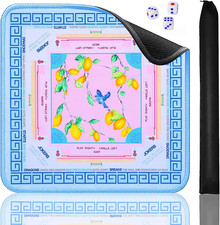 Blue American Learning Mahjong Mat 33  X33  , Anti-Slip, Mahjong Mat for Table,