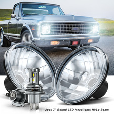 For 1967-1972 Chevy C10 Pair 7 Inch Led Headlight Round Dot Approved Hilo Beam
