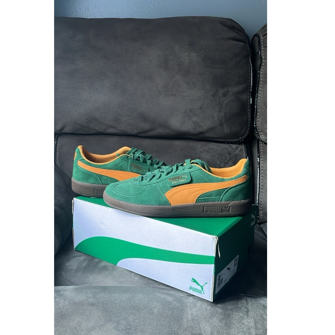 PUMA Palermo Vine/Clementine Suede Green/Orange  MENS SIZE 10.5