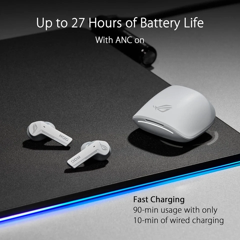 华硕 ROG Cetra True 无线游戏耳塞(白色)带 ANC、蓝牙 — 全新 — 第 3/4 张图片