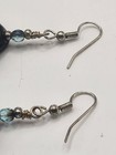 Artisan Lampwork Glass Dangle Earrings Blue Black Floral Swirl Handmade — photo 8