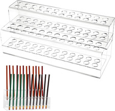 Acrylic Pen Holder, 48-Slots Pen Display Stand 2 Tier Pencil Display Desk Stand
