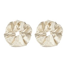 2Pcs Satin Hair Scrunchies Solid Hair Ties White