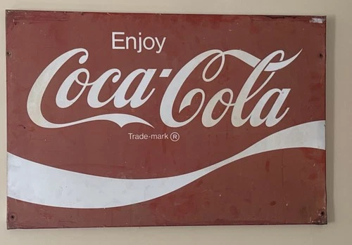 Coca-Cola Vintage Metal Advertising Sign 54x18 Inch