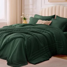 Queen Comforter Set Emerald Green - Bed in a Bag Queen Size 7 Pieces, Soft