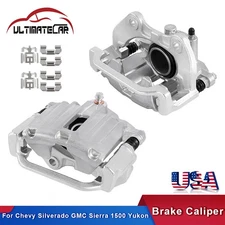 Set 2 Rear Brake Calipers w/ Bracket For Chevy Silverado GMC Sierra 1500 Yukon