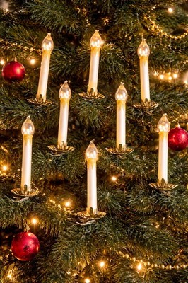 Lot Set 10 Clip on Blown Glass 6  Gold Candle Flame Glittered Ornaments Vtg 1990