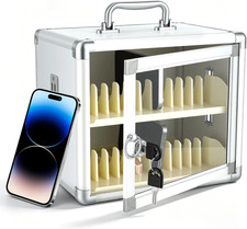 24 Slots Phone Locker Storage Cabinet with Handle, Key Aluminum Alloy Wall Mount